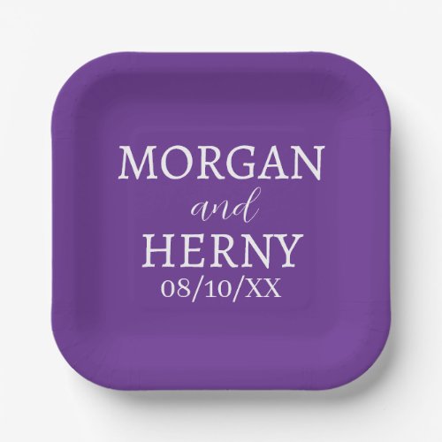 SIMPLE STYLISH MODERN CLASSIC WEDDING NAME PAPER PLATES