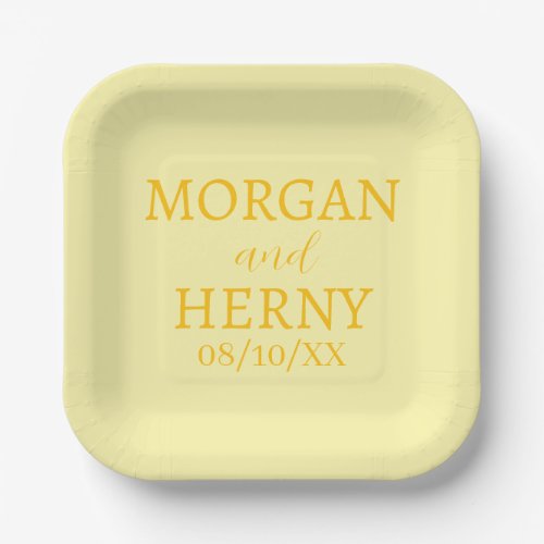 SIMPLE STYLISH MODERN CLASSIC WEDDING NAME PAPER PLATES