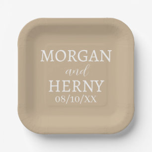 SIMPLE STYLISH MODERN CLASSIC WEDDING NAME PAPER PLATES