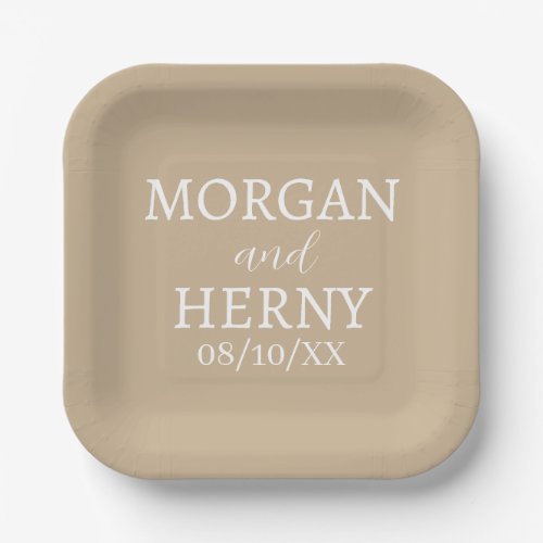 SIMPLE STYLISH MODERN CLASSIC WEDDING NAME PAPER PLATES