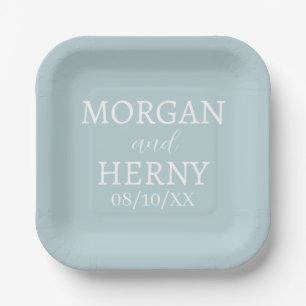 SIMPLE STYLISH MODERN CLASSIC WEDDING NAME PAPER PLATES