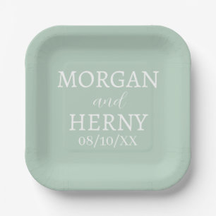 SIMPLE STYLISH MODERN CLASSIC WEDDING NAME PAPER PLATES