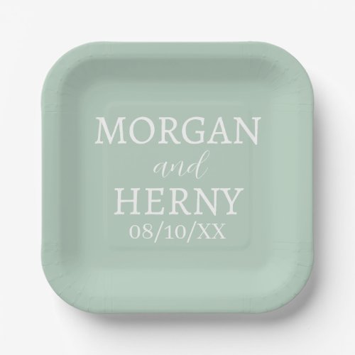 SIMPLE STYLISH MODERN CLASSIC WEDDING NAME PAPER PLATES