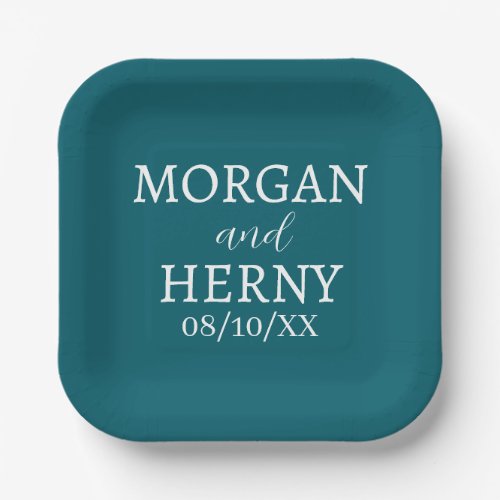 SIMPLE STYLISH MODERN CLASSIC WEDDING NAME PAPER PLATES