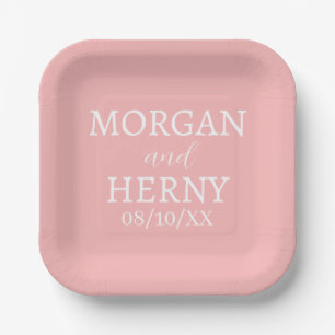 SIMPLE STYLISH MODERN CLASSIC WEDDING NAME PAPER PLATES