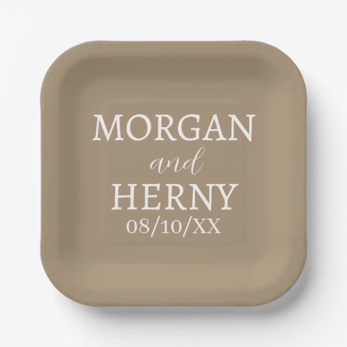 SIMPLE STYLISH MODERN CLASSIC WEDDING NAME PAPER PLATES