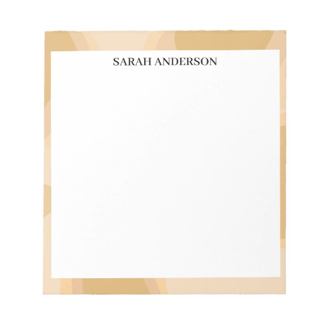 SIMPLE STYLISH MODERN CUSTOM NAME BEIGE ABSTRACT NOTEPAD (Front)