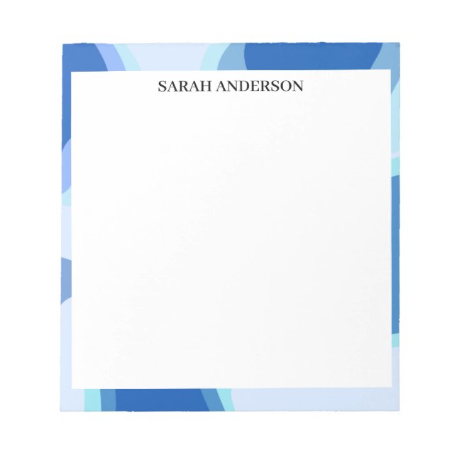 SIMPLE STYLISH MODERN CUSTOM NAME BLUE ABSTRACT NOTEPAD (Front)