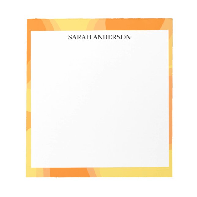 SIMPLE STYLISH MODERN CUSTOM NAME ORANGE ABSTRACT NOTEPAD (Front)