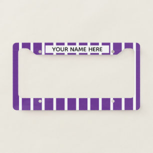 SIMPLE STYLISH MODERN CUSTOM NAME PURPLE WHITE LICENSE PLATE FRAME