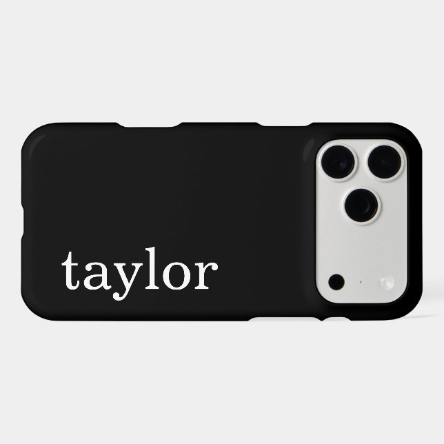 SIMPLE STYLISH MODERN CUSTOMIZED NAME BLACK IPHONE CASE (Back Horizontal)