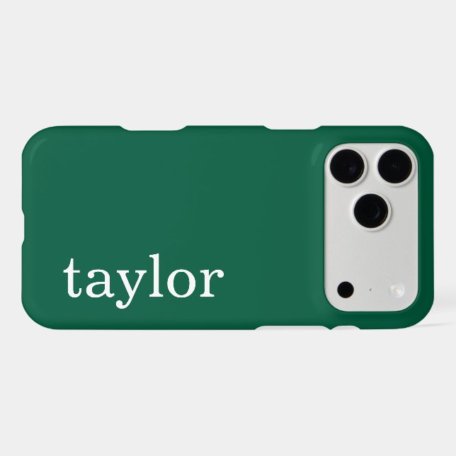 SIMPLE STYLISH MODERN CUSTOMIZED NAME DARK GREEN iPhone CASE (Back Horizontal)