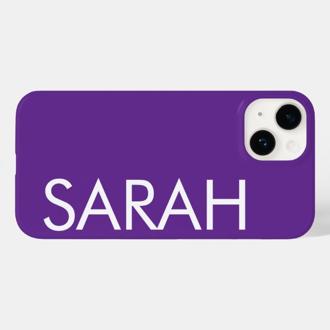 Simple Stylish Modern Customized Name Dark Purple  Case-Mate iPhone Case (Back (Horizontal))