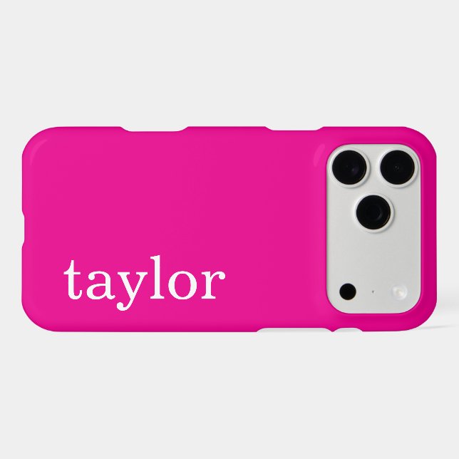 SIMPLE STYLISH MODERN CUSTOMIZED NAME HOT PINK iPhone CASE (Back Horizontal)