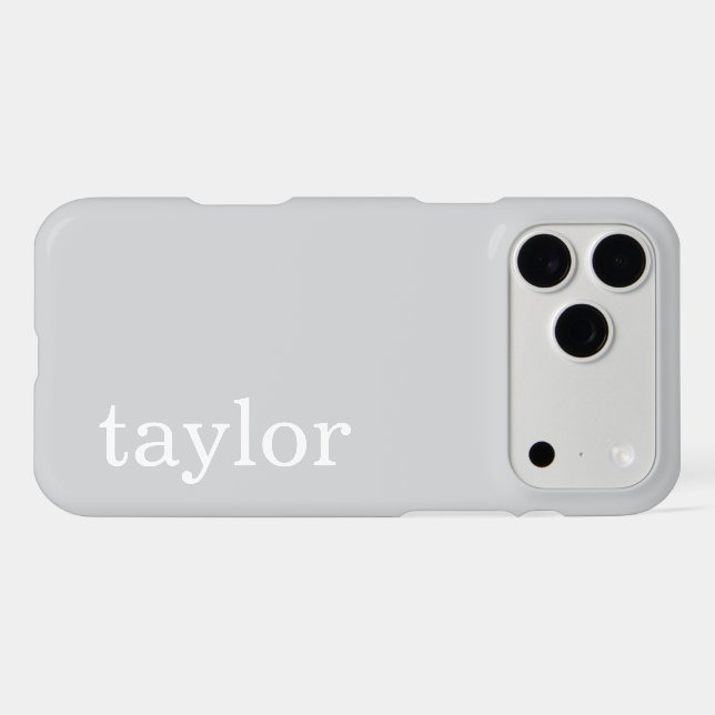 SIMPLE STYLISH MODERN CUSTOMIZED NAME LIGHT GREY iPhone CASE (Back Horizontal)