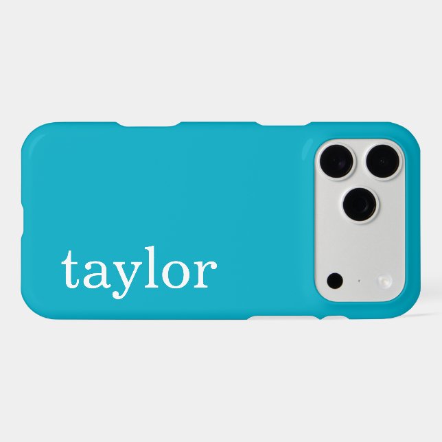 SIMPLE STYLISH MODERN CUSTOMIZED NAME OCEAN BLUE iPhone CASE (Back Horizontal)