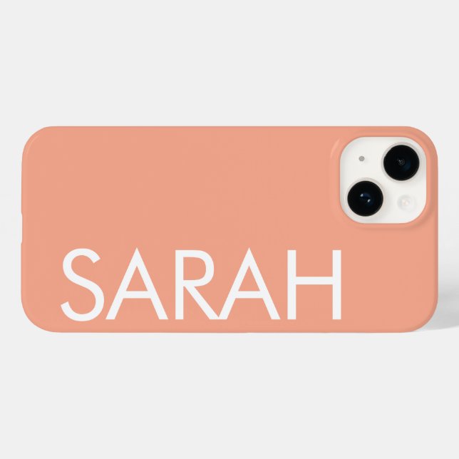 Simple Stylish Modern Customized Name PEACH  Case-Mate iPhone Case (Back (Horizontal))