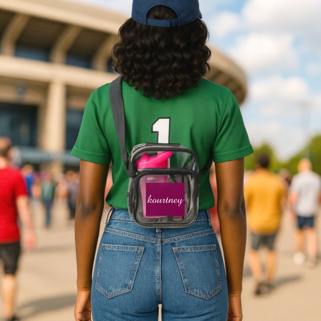SIMPLE STYLISH MODERN CUSTOMIZED NAME TRAVEL CLEAR CROSSBODY BAG  (Insitu (Stadium))