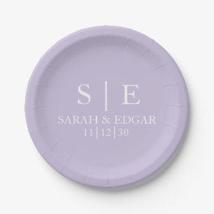 SIMPLE STYLISH MODERN CUSTOMIZED WEDDING LAVENDER PAPER PLATES