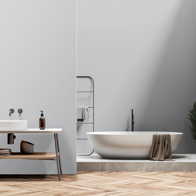 SIMPLE STYLISH MODERN ELEGANT CLASSIC LIGHT GREY WALLPAPER  (Bathroom)
