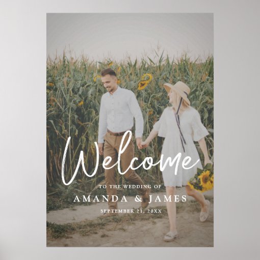 Simple Stylish Modern Full Photo Wedding Welcome Poster | Zazzle