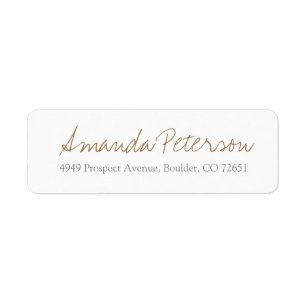 Simple Stylish Modern Gold Script Return Address Label