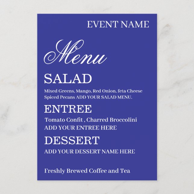 Simple Stylish Modern Minimalist Script Event  Menu (Front)