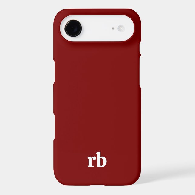 SIMPLE STYLISH MODERN NAME INITIALS DARK RED iPhone CASE (Back)