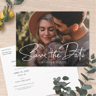 Simple Stylish Modern Personalized Photo Wedding Invitation Postcard