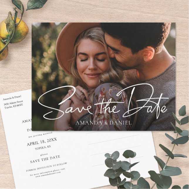 Simple Stylish Modern Personalized Photo Wedding  Invitation Postcard (Creator Uploaded)