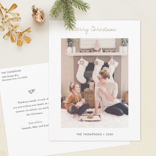 Simple Stylish Modern Photo Christmas Postcard (Creator Uploaded)