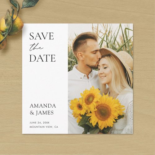 Simple Stylish Modern Photo Engagement Wedding Save The Date
