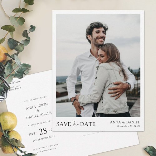 Simple Stylish Modern Photo Save the Date Announcement Postcard