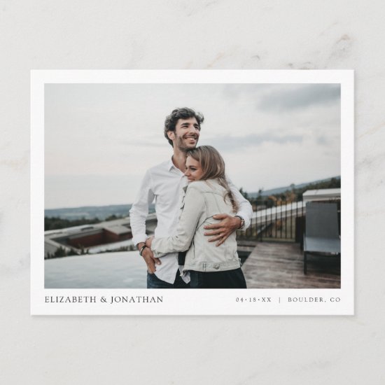 Simple Stylish Modern Photo Wedding Save the Date Invitation Postcard