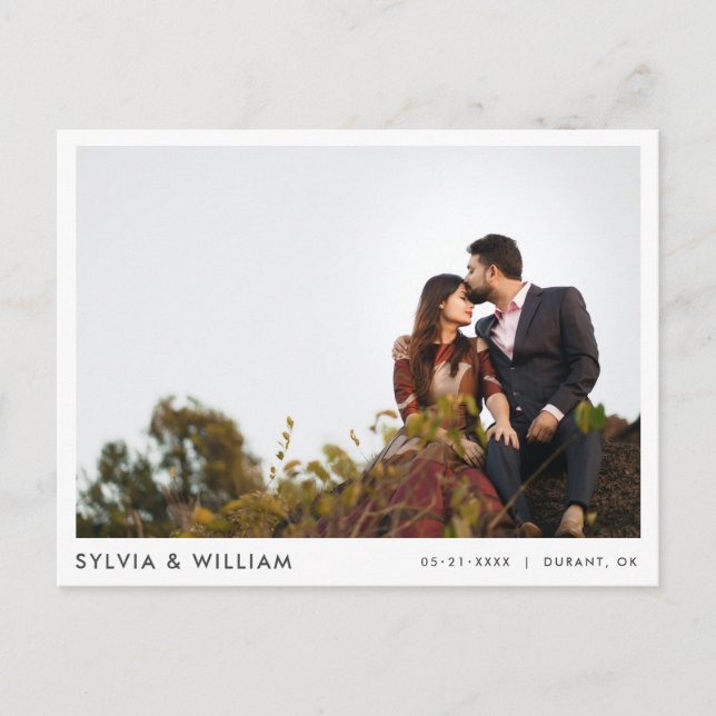 Simple Stylish Modern Photo Wedding Save the Date Invitation Postcard (Front)