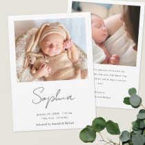 Simple Stylish Modern Script Boy or Girl Birth Announcement