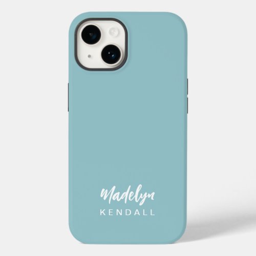 Simple Stylish Modern Script Name Teal Blue Case_Mate iPhone 14 Case