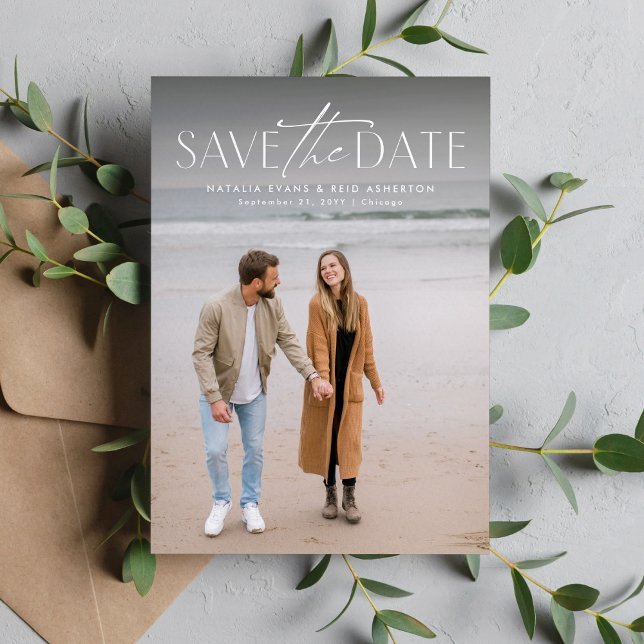Simple stylish modern vertical photo save the date (Creator Uploaded)