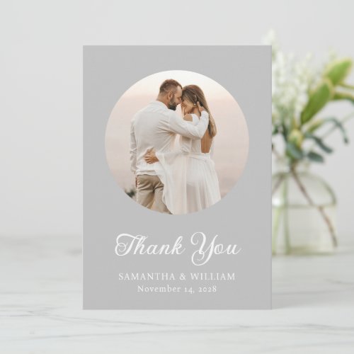 Simple Stylish Modern Wedding Photo Thank You Card