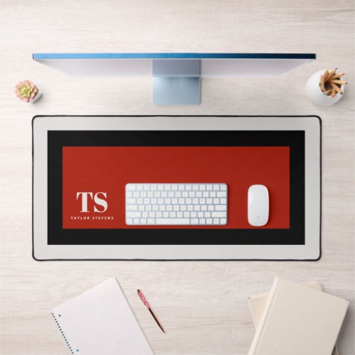 Simple Stylish Monogram Color Block  Desk Mat