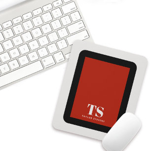Simple Stylish Monogram Color Block Mouse Pad