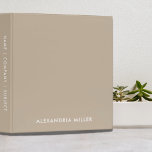 Simple Stylish Monogram Name Beige<br><div class="desc">Simple binder features a modern design with modern font on a beige background. Custom name presented on the front,  with name company or subject on the spine in stylish simple font.</div>