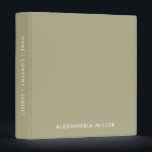 Simple Stylish Monogram Name Sage 3 Ring Binder<br><div class="desc">Simple binder features a modern design with modern font on a sage green background. Custom name presented on the front,  with name company or subject on the spine in stylish simple font.</div>