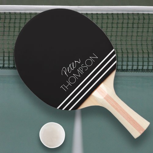Simple  stylish monogram on black Ping_Pong paddle