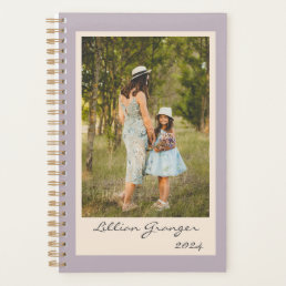 Simple Stylish Muted Lilac Personalized Photo 2024 Planner