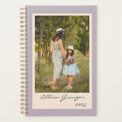 Simple Stylish Muted Lilac Personalized Photo 2025 Planner