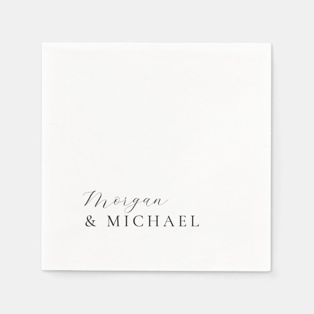 Simple Stylish Names Bride and Groom Logo Napkins (Front)