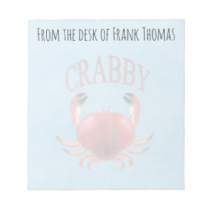 Simple Stylish Nature Crabby Crab Typography Notepad
