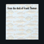 Simple Stylish Nature Fisherman Angler Fish Notepad<br><div class="desc">This design features a marine fishing blue fish a cute, nature angler illustration, fisherman angling masculine animal trout, beach Bass aquatic, trendy from the desk of, elegant modern stylish simple, minimalist chic script, basic personalized name, customized notepads, a classic template stylish perfect</div>