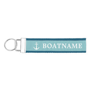 Simple Stylish Nautical Anchor Aqua Blue    Wrist Keychain